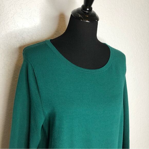 Boden green navy blue striped trim sweater shift dress size 16 - Picture 2 of 16